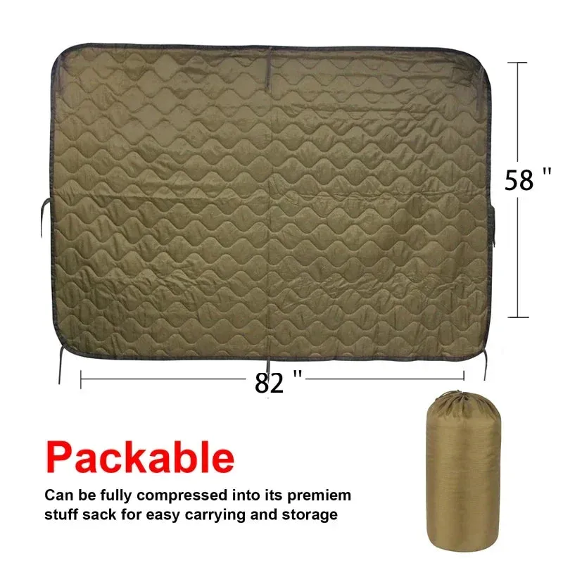 Tactical Army Poncho Liner, 82x58" Water Repellent Woobie Blanket for Camping, Hunting