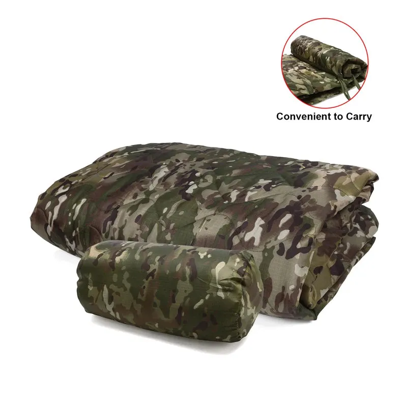 Tactical Army Poncho Liner, 82x58" Water Repellent Woobie Blanket for Camping, Hunting