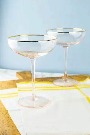 Tall Pink Champagne Coupes — Set of 2