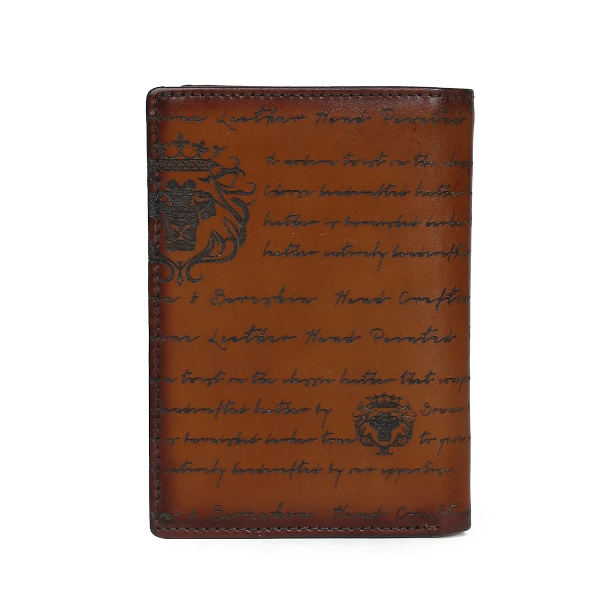 Tan Darker Scritto Laser Leather Passport Holder With Card Holder by Brune & Bareskin