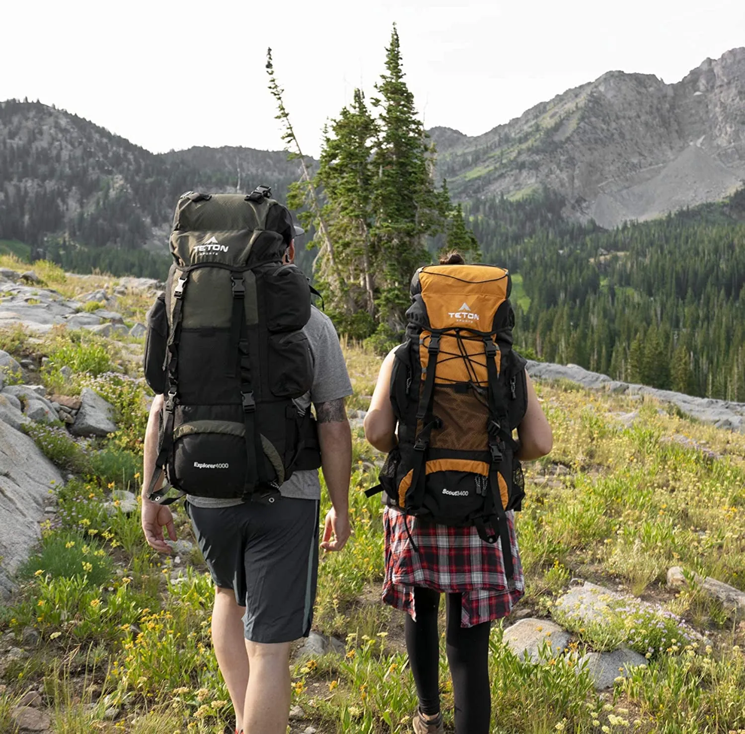 TETON Sports Explorer Backpack Full Internal Frame - Adjustable Backpacking Travel Gear - Water-Repellant Rainfly Cover, Sleeping Bag & 3-Liter Hydration Bladder Pack Storage - Green, 65L