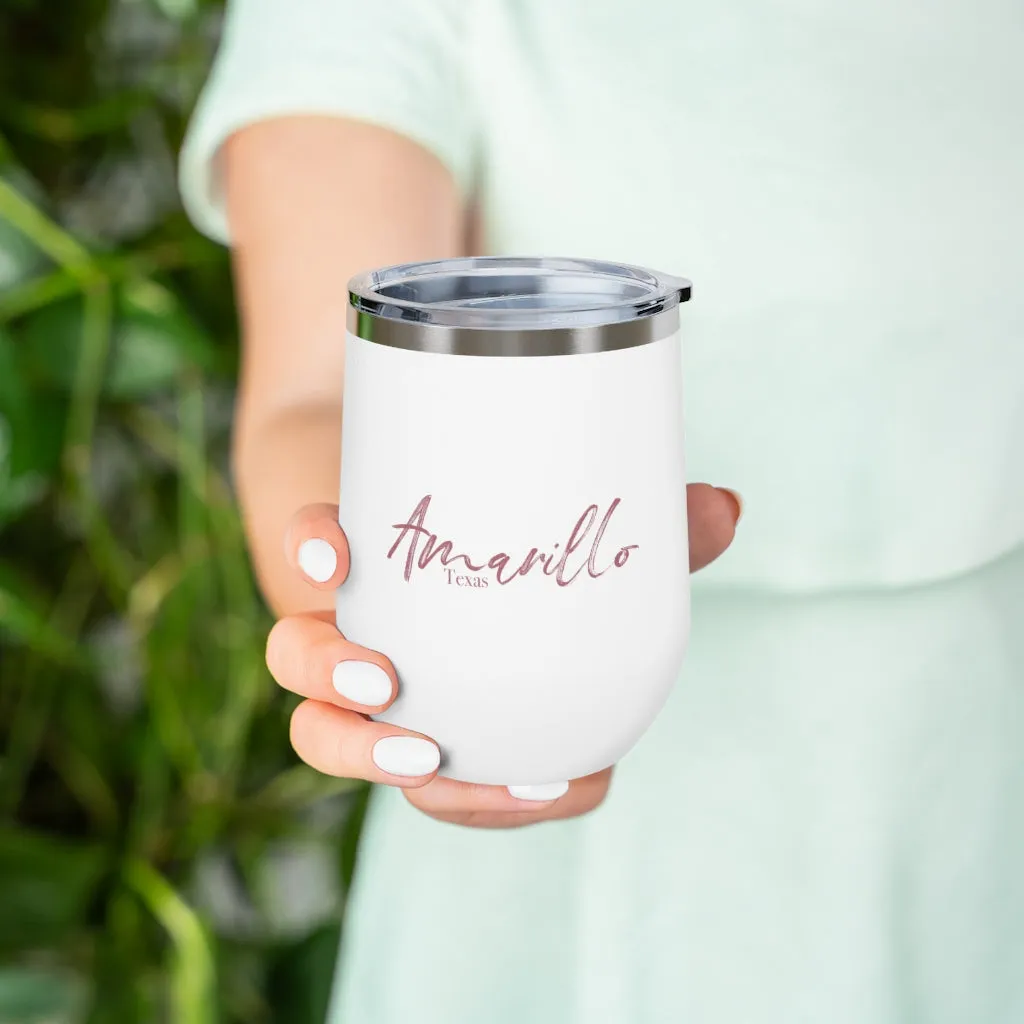 The Elegantly Rose Gold Amarillo Texas Insulated Wine Tumbler