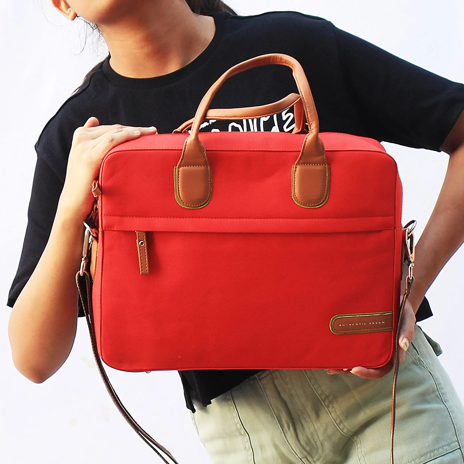 The Everyday All Purpose Laptop Bag Red - Authentic Vegan