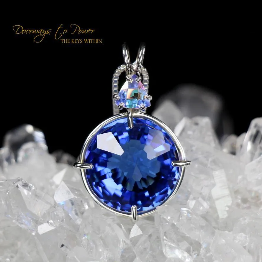 Tibetan Blue Obsidian Mystic Topaz Radiant Heart Pendant