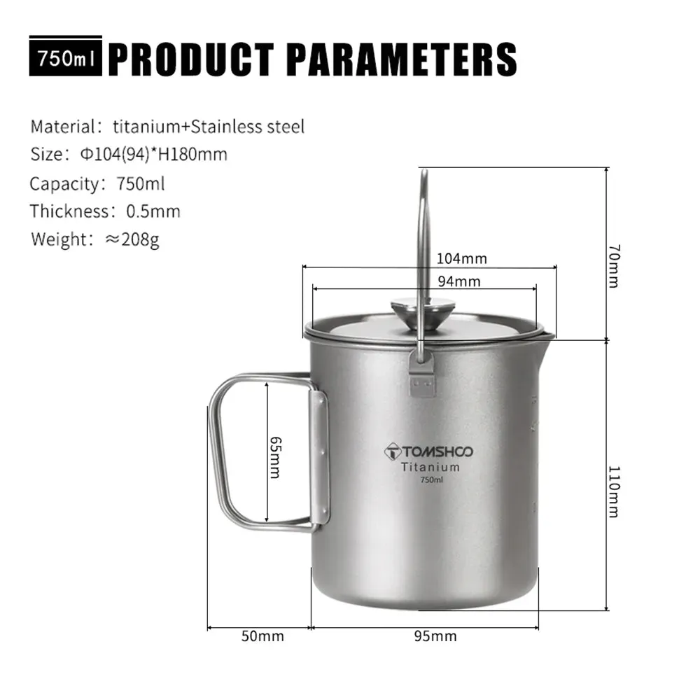 Titanium Coffee Press Maker Pot Alcohol Stove Set