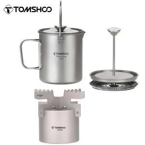 Titanium Coffee Press Maker Pot Alcohol Stove Set