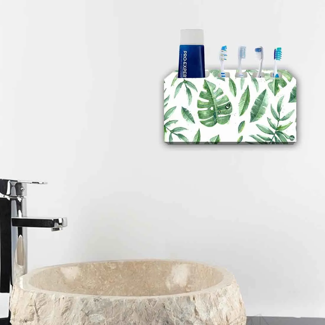 Toothbrush Holder Wall Mounted -  Tropical Leaves