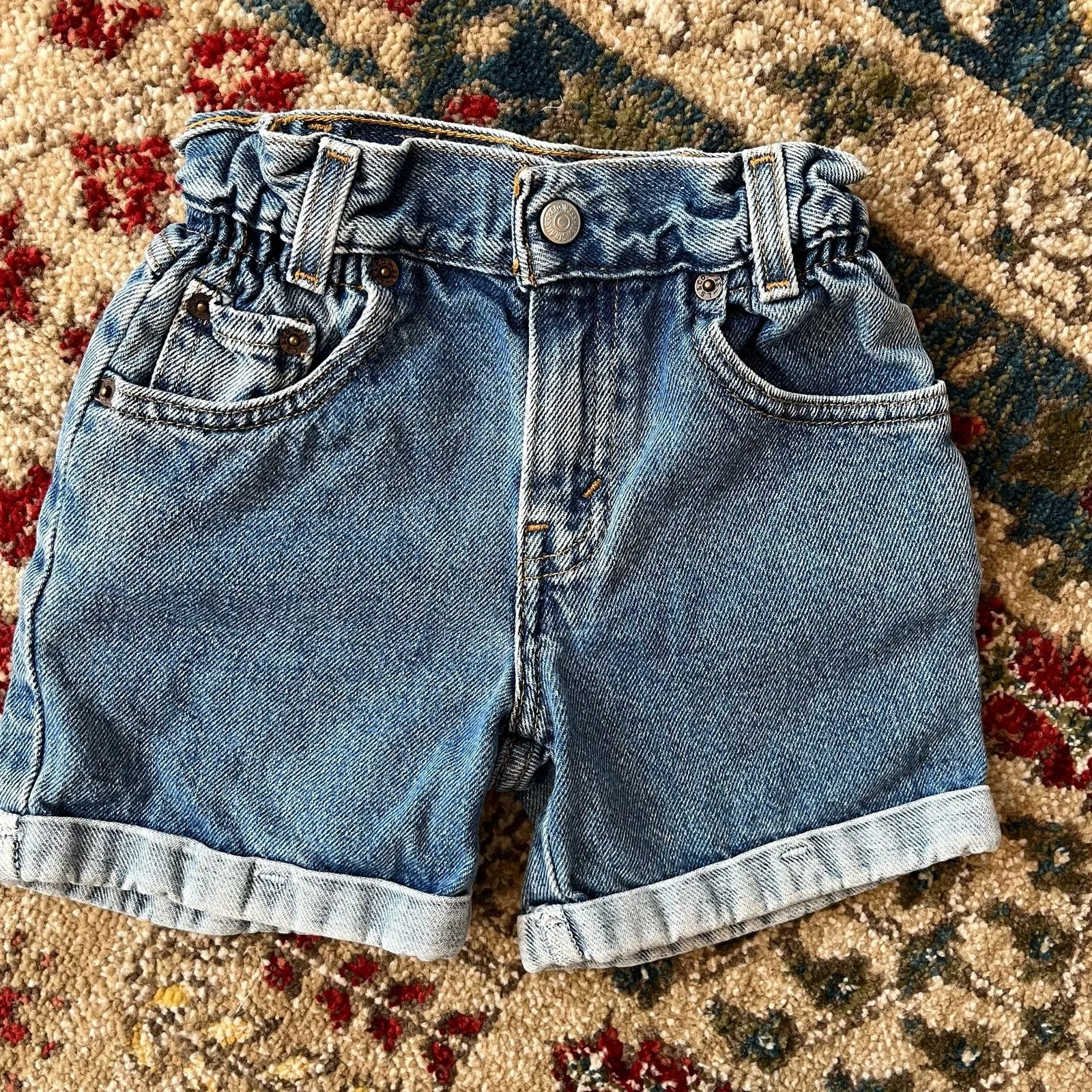 Vintage Levi's Cinched Waist Blue Jean Shorts 4T