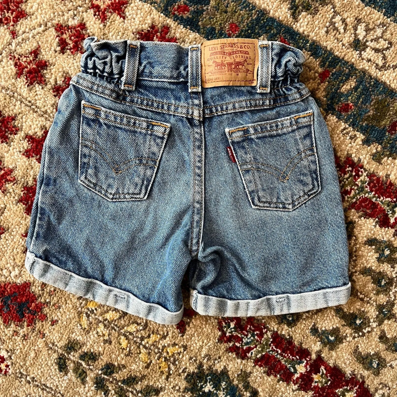 Vintage Levi's Cinched Waist Blue Jean Shorts 4T