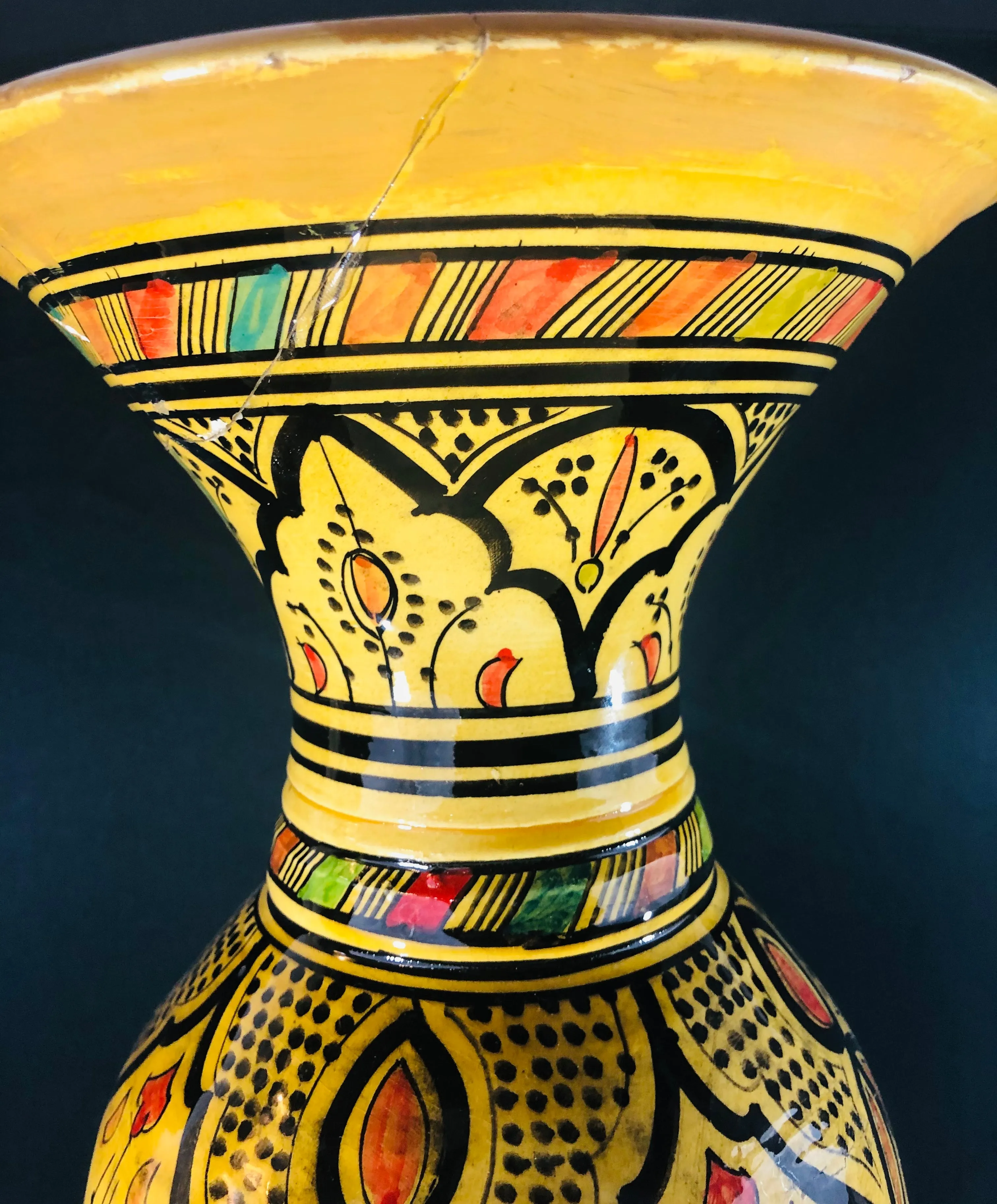 Vintage Moroccan Pottery Yellow Vase