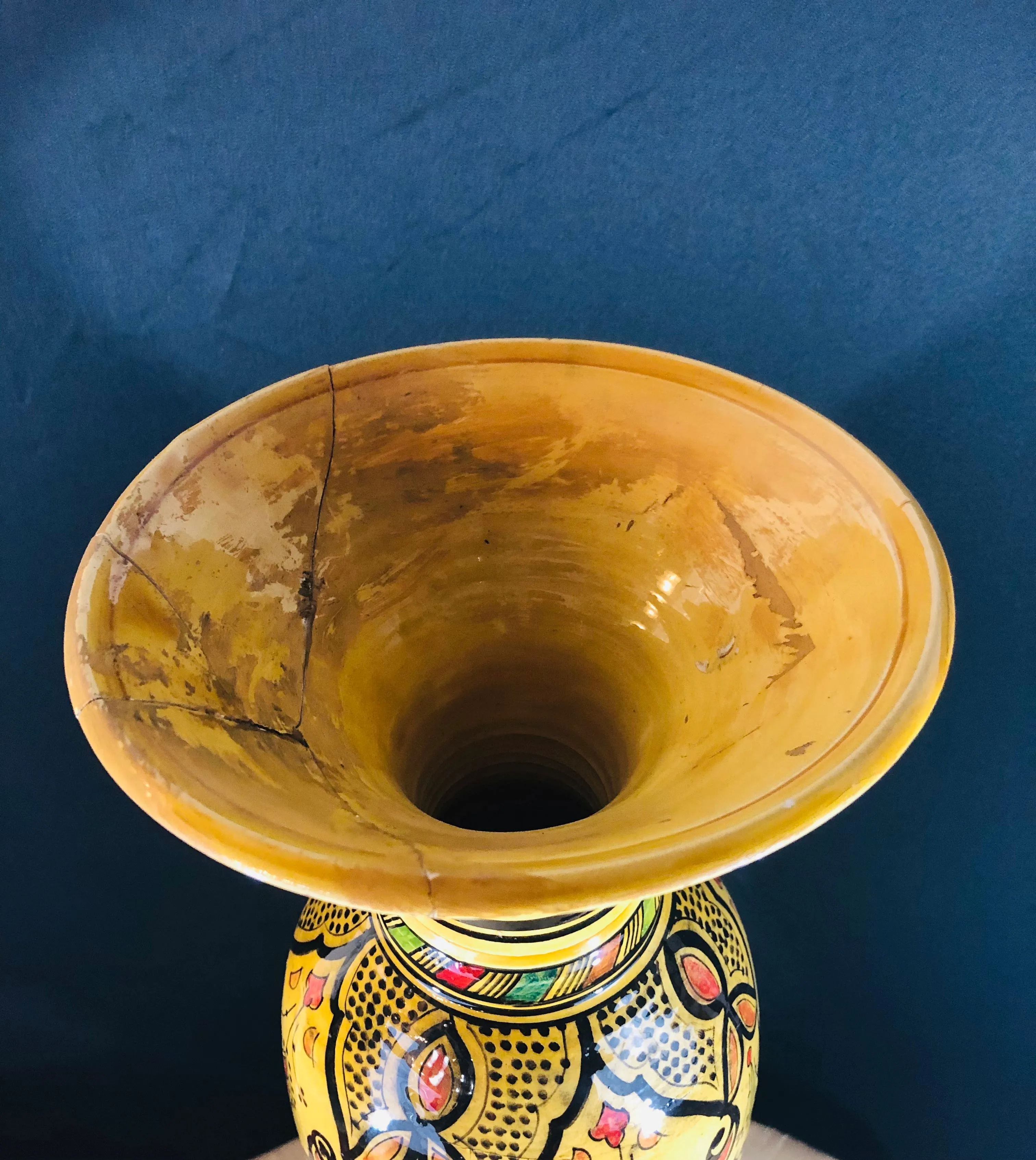 Vintage Moroccan Pottery Yellow Vase