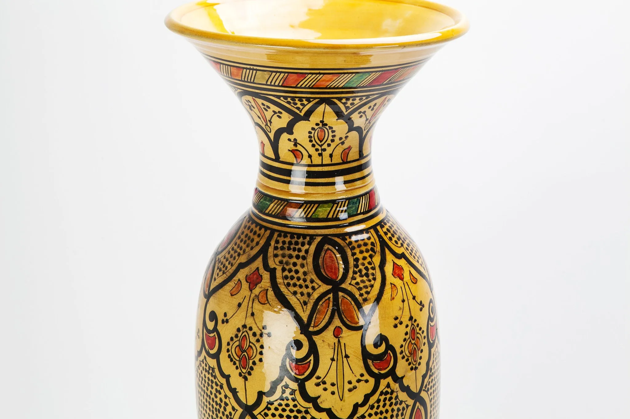 Vintage Moroccan Pottery Yellow Vase