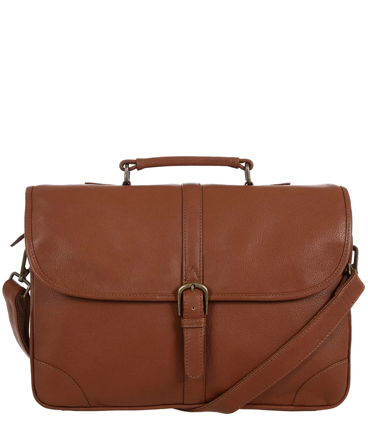 'Wallace' Chestnut Natural Leather Briefcase