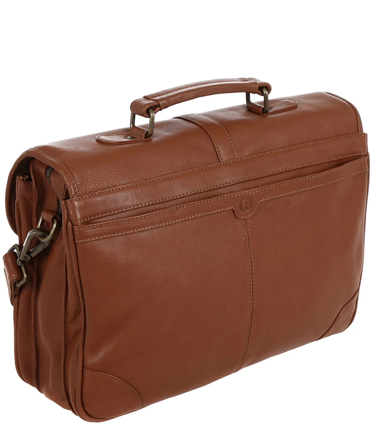 'Wallace' Chestnut Natural Leather Briefcase