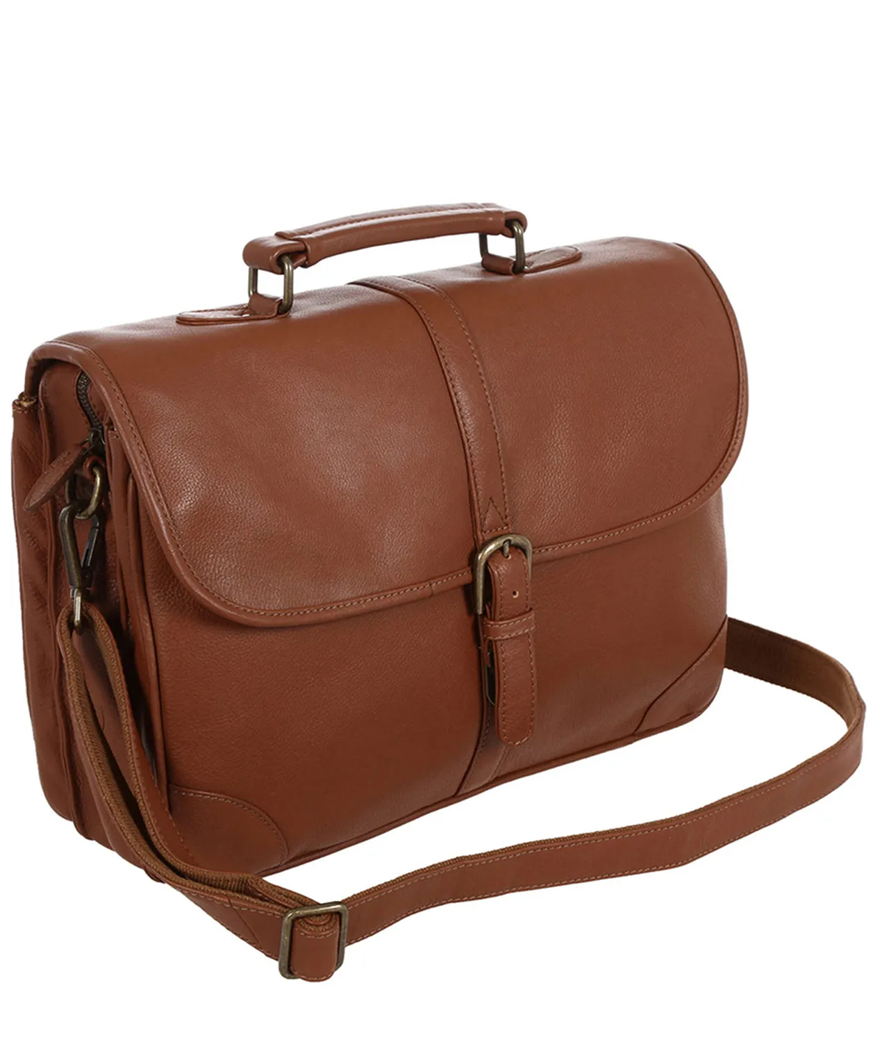 'Wallace' Chestnut Natural Leather Briefcase