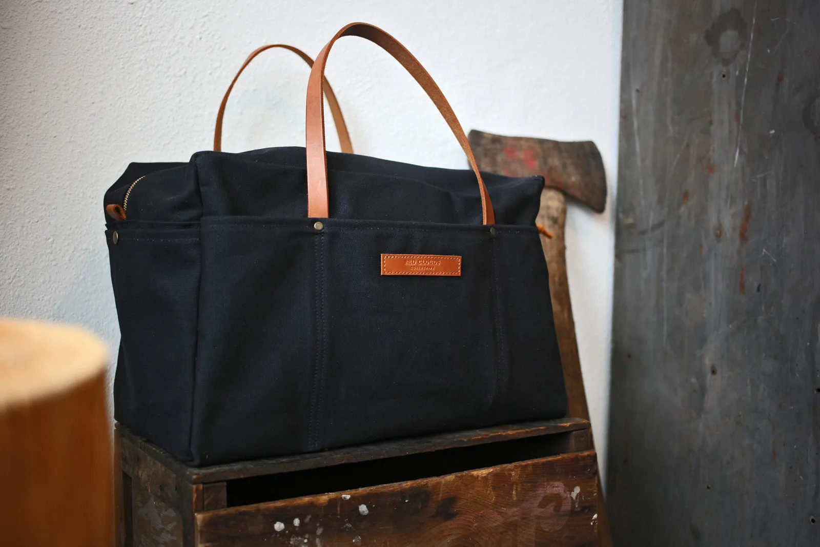 Waxed Canvas Duffle Bag - Black