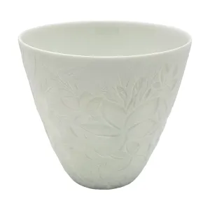 White Porcelain Tealight / Votive Holder - Frangipane Design