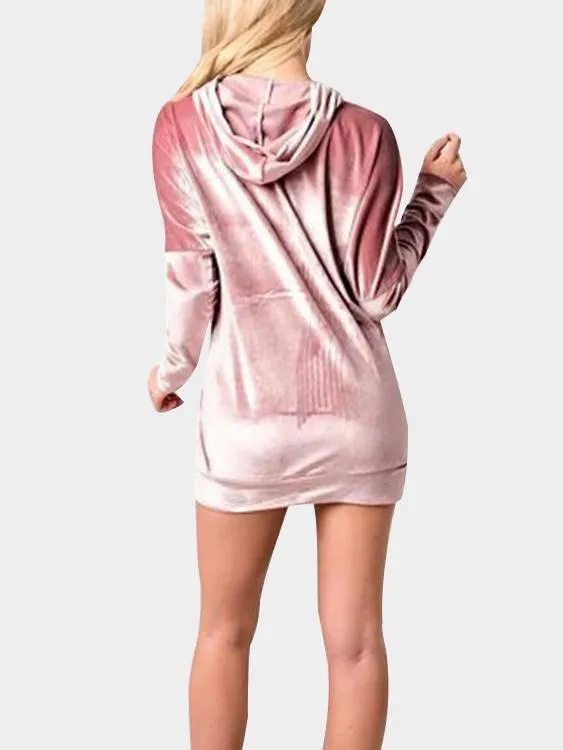 Wholesale Long Sleeve Plain Hooded Mini Dress