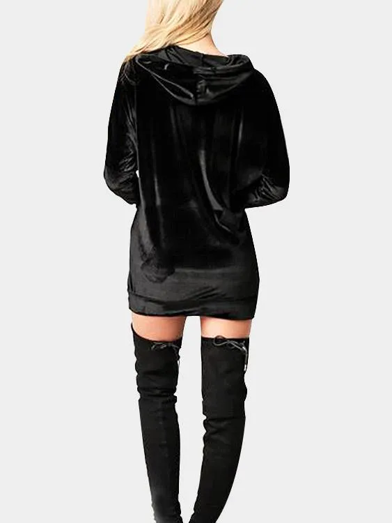 Wholesale Long Sleeve Plain Hooded Mini Dress