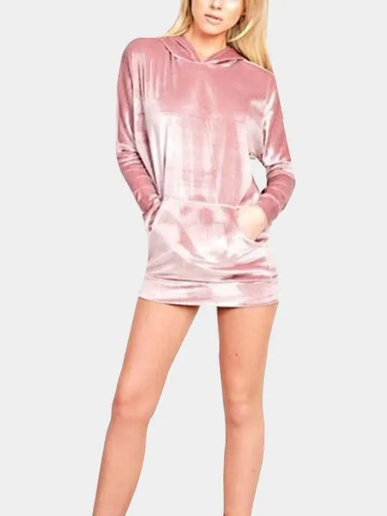 Wholesale Long Sleeve Plain Hooded Mini Dress