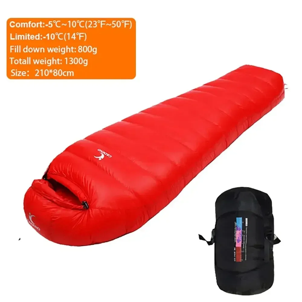 Winter Sleeping Bag Down Outdoor Camping Portable Comforter Compression Thermal Goose Down for Trekking Military Light Heated