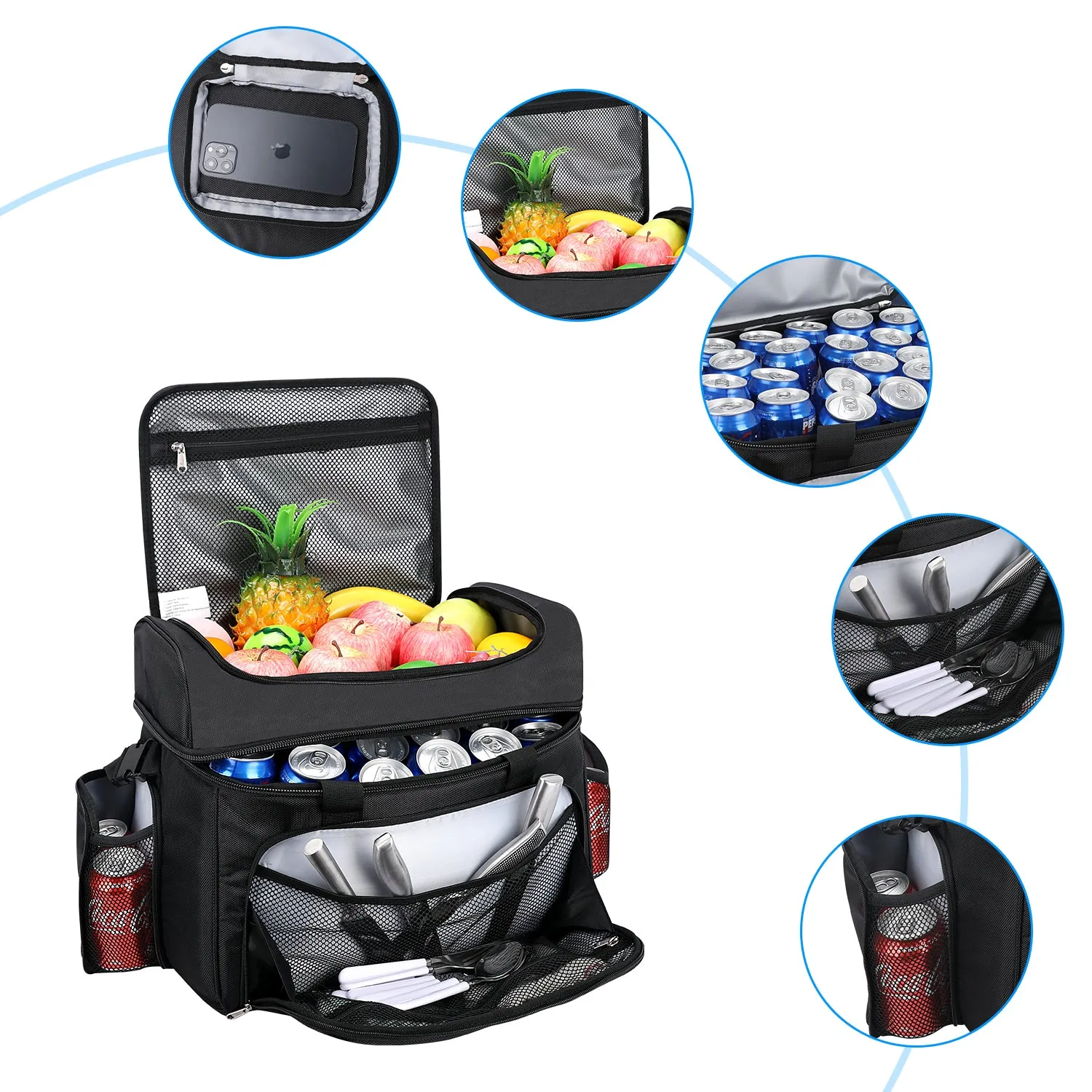 XXX-Large Cooler Bag (17x14x10 In). Two Insulated Compartment, Heavy Duty Fabric, Durable Zippers.