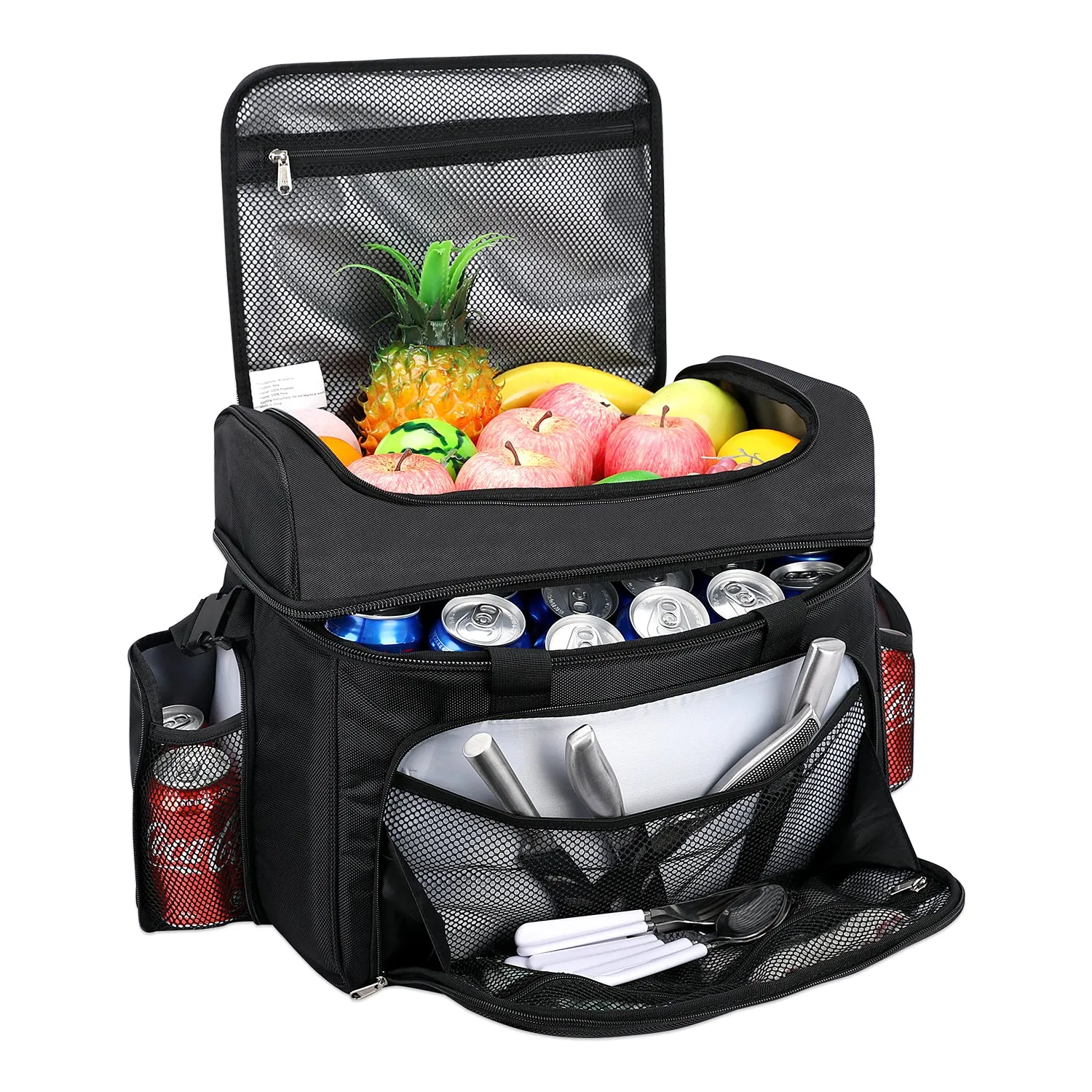 XXX-Large Cooler Bag (17x14x10 In). Two Insulated Compartment, Heavy Duty Fabric, Durable Zippers.