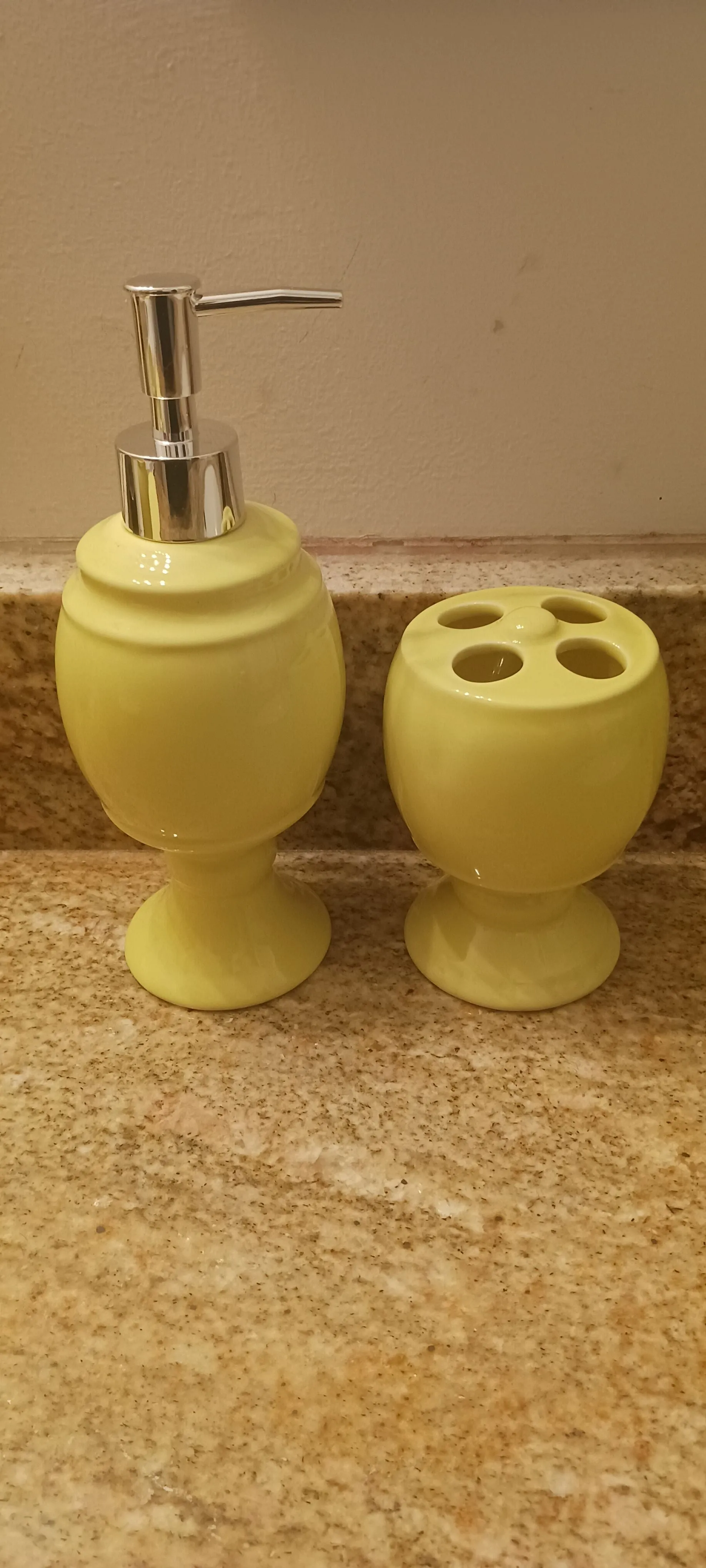 Yellow or Pink Ceramic Bathroom Accessory Set