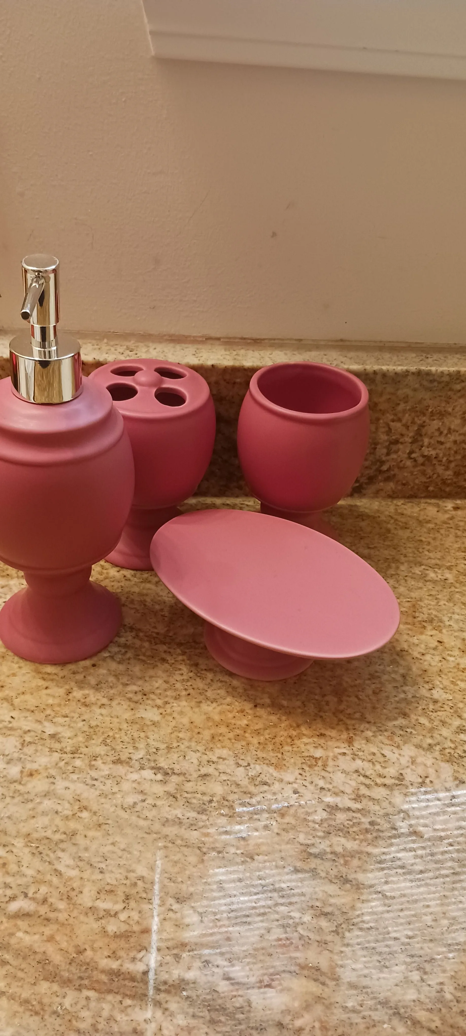 Yellow or Pink Ceramic Bathroom Accessory Set