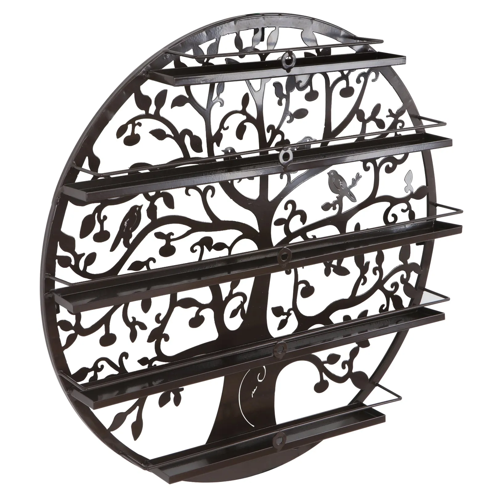 ZENY™5 Tier Nail Polish Rack Holder Wall Mount Round Salon Nail Organizer Storage Shelf,Tree Silhouette